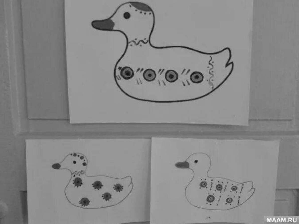 Delightful Dymkovo toy duck 2 junior group coloring