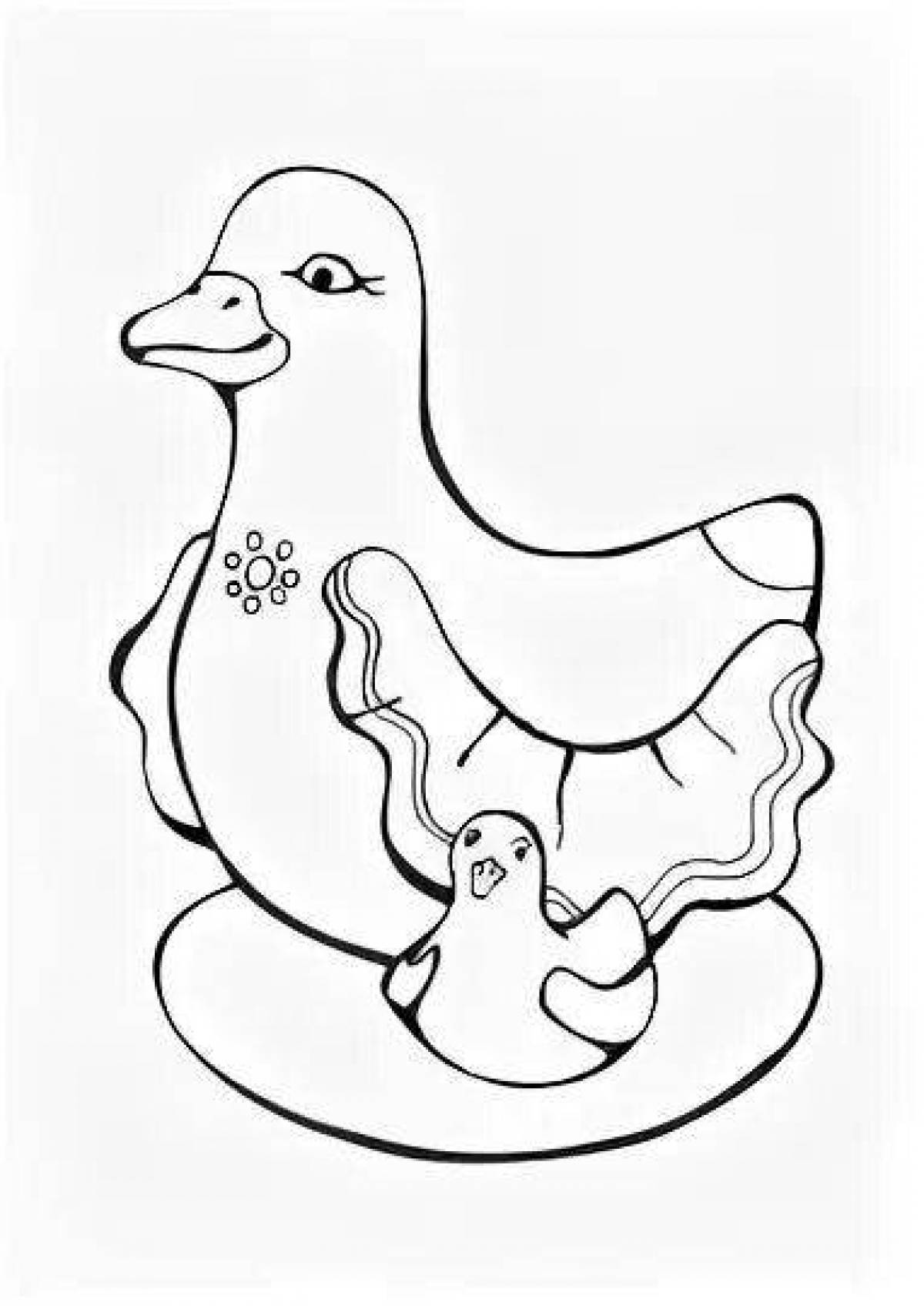 Coloring book magnificent Dymkovo toy duck 2 junior group