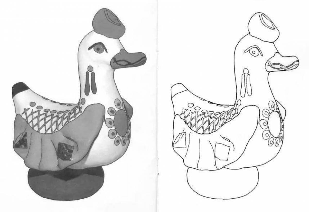 Gorgeous Dymkovo toy duck 2 junior group coloring