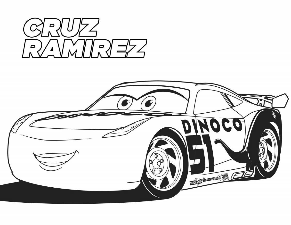 Dazzling cars 3 coloring page