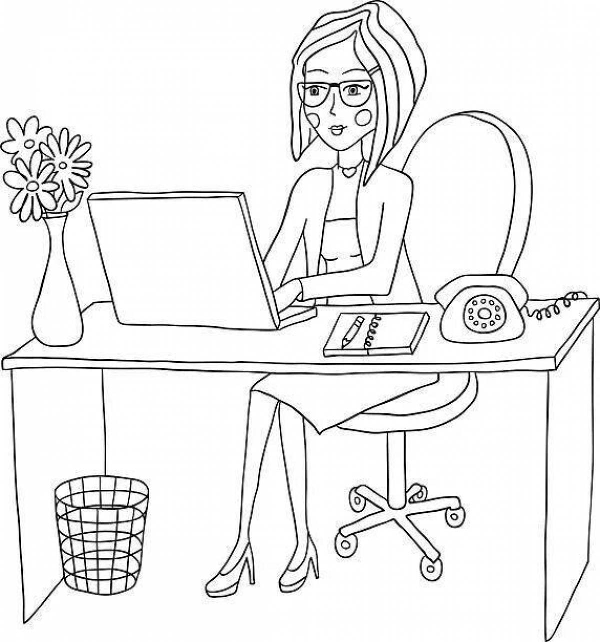 Color-frenzy office coloring page