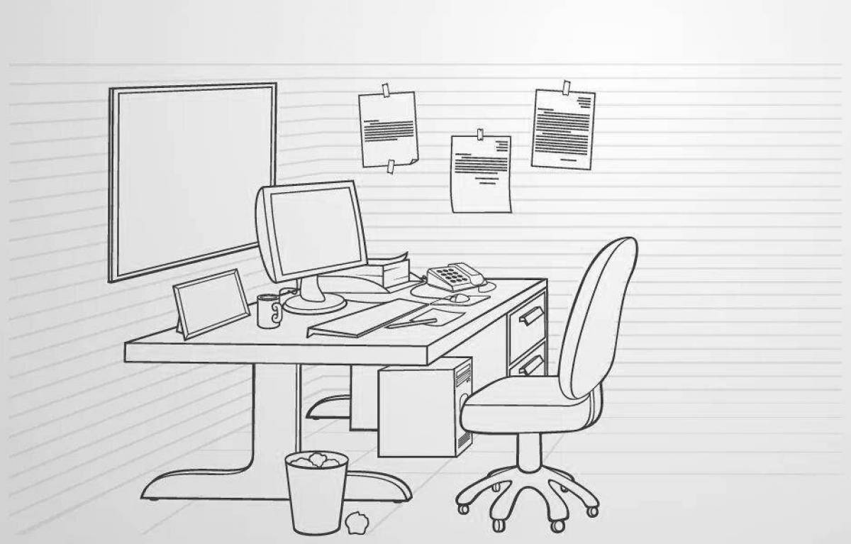 Color-joful office coloring page