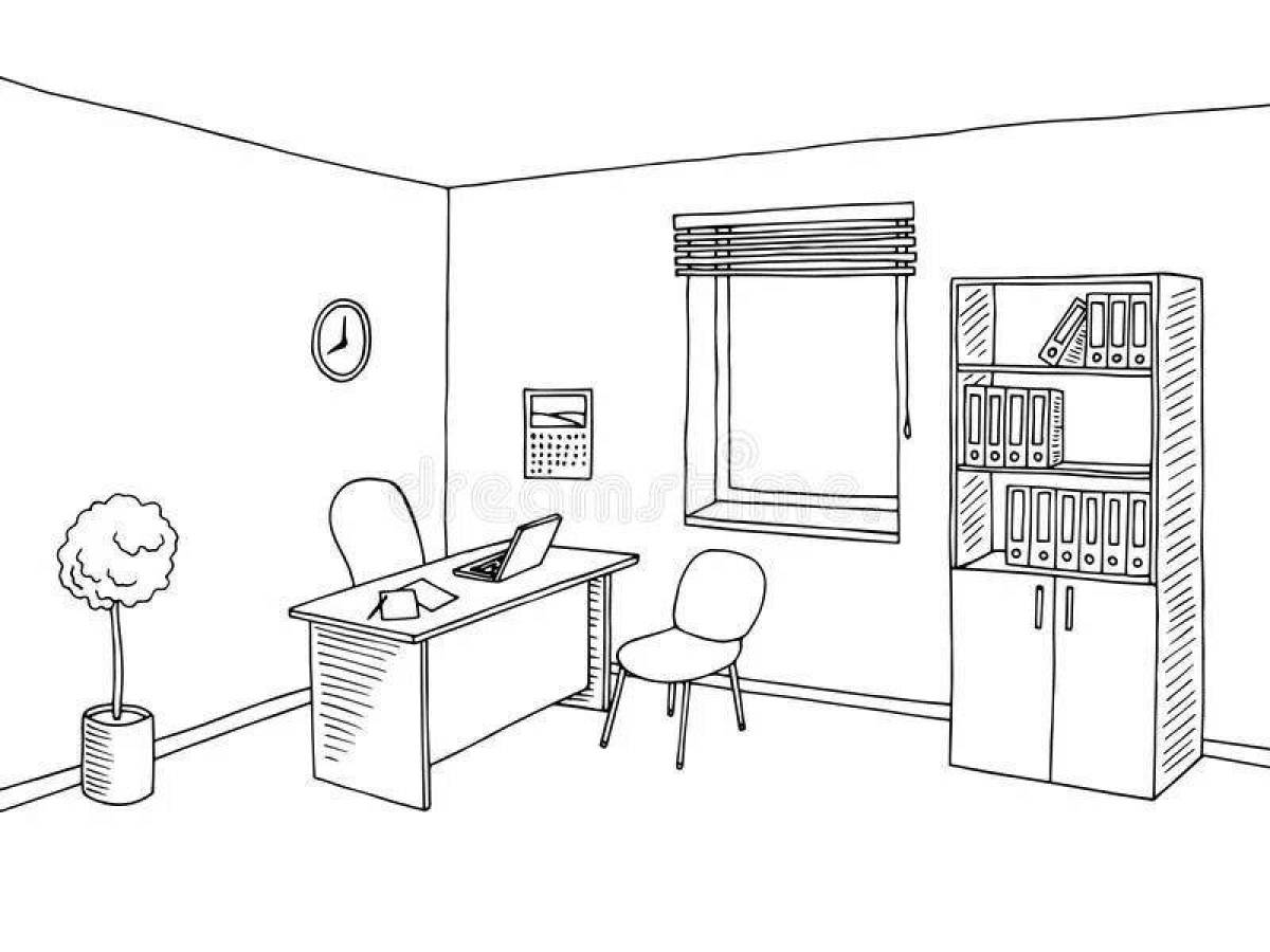 Colorful exciting office coloring page