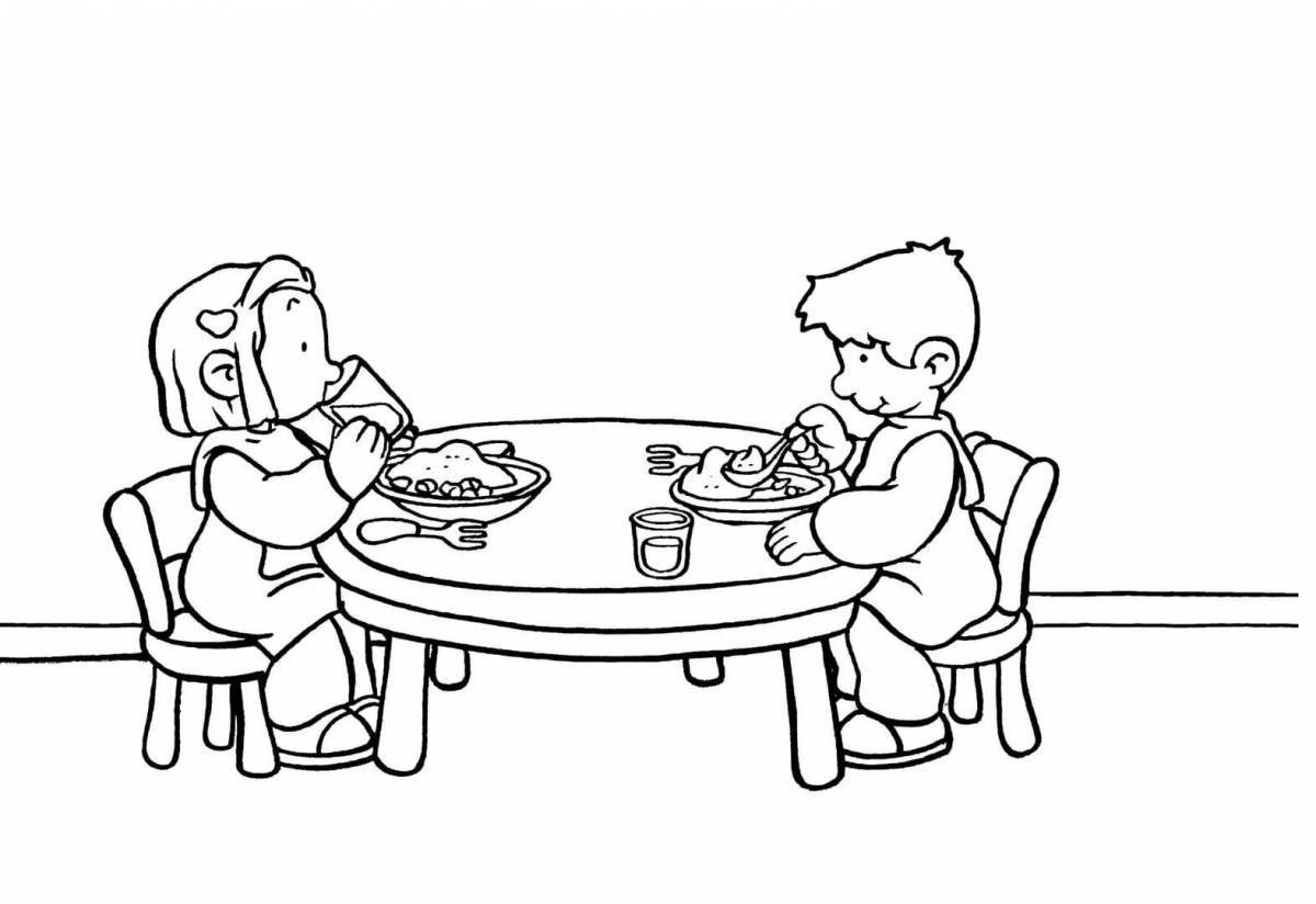 Coloring page festive dinner