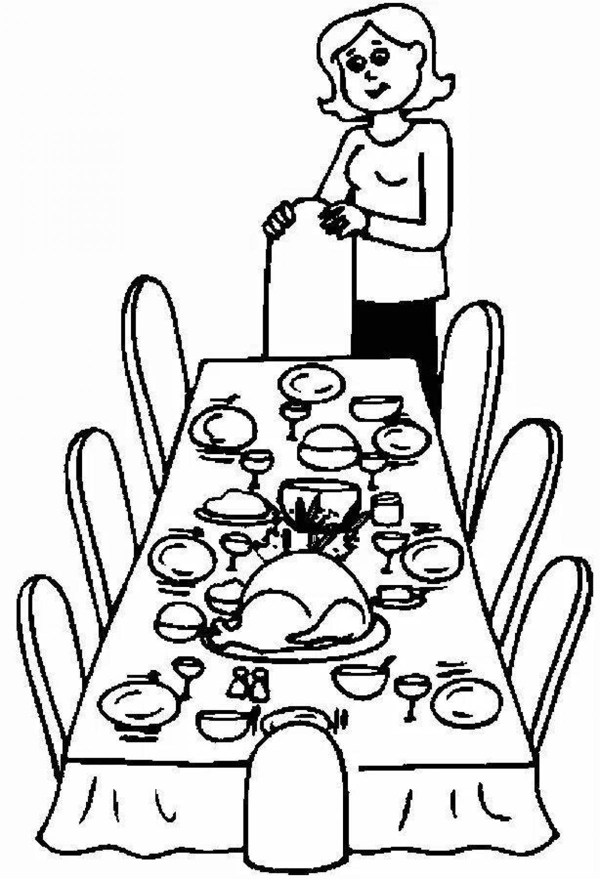 Tempting dinner coloring page