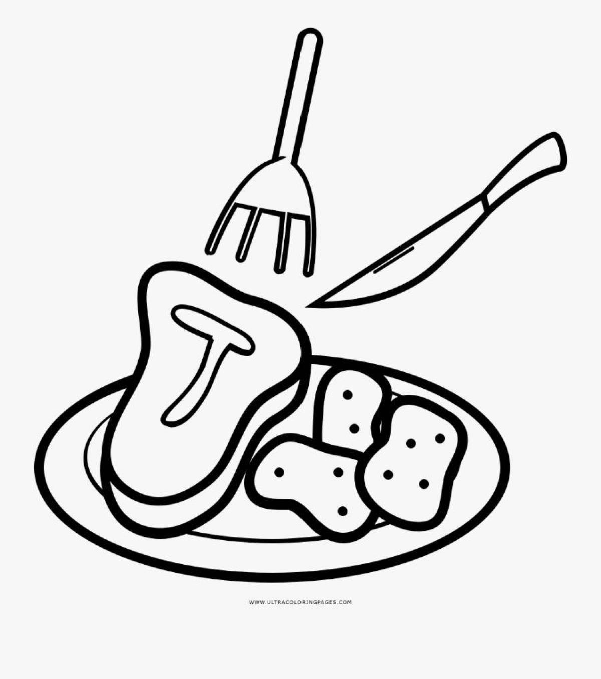 Gourmet dinner coloring page