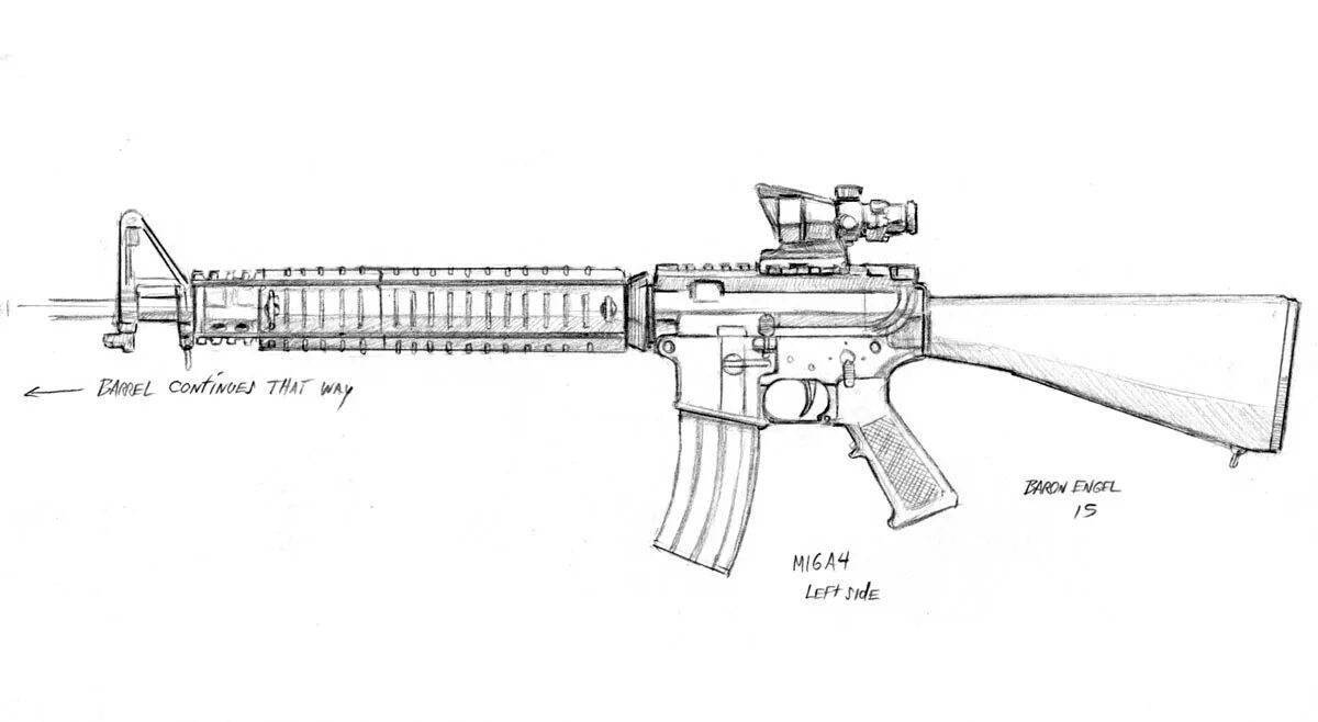 М4 рисунок карандашом