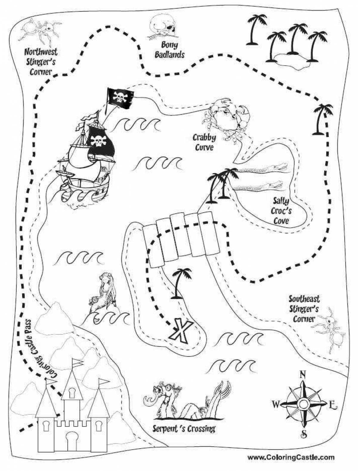 Раскраски пиратская карта