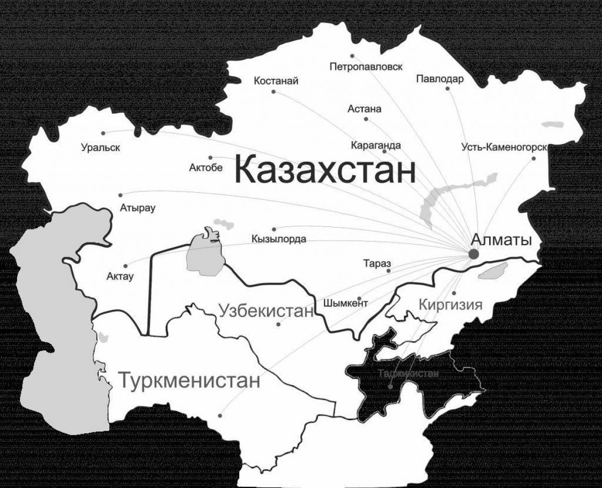 27 июля казахстан. Карта Казахстана раскраска. Карта Казахстана раскраска для детей. Казахстан на карте Азии.