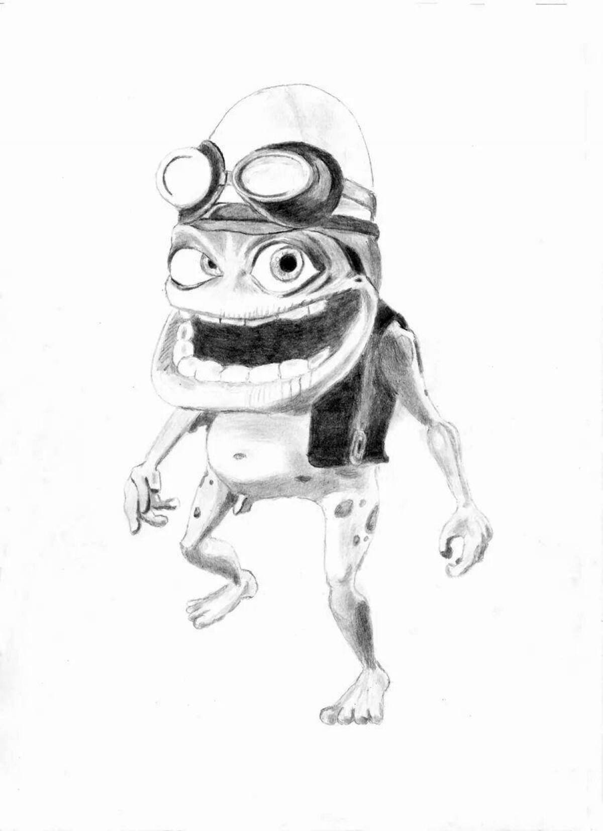 Фредди крок. Фредди крок Лягушонок. Crazy Frog раскраска. Сумасшедший Лягушонок раскраска. Бешеный легушо.