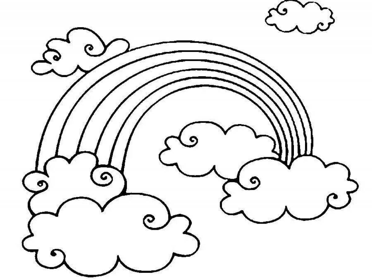 Раскраска Радуга с облаками