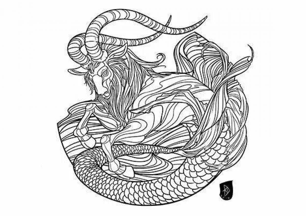 Joyful capricorn coloring book