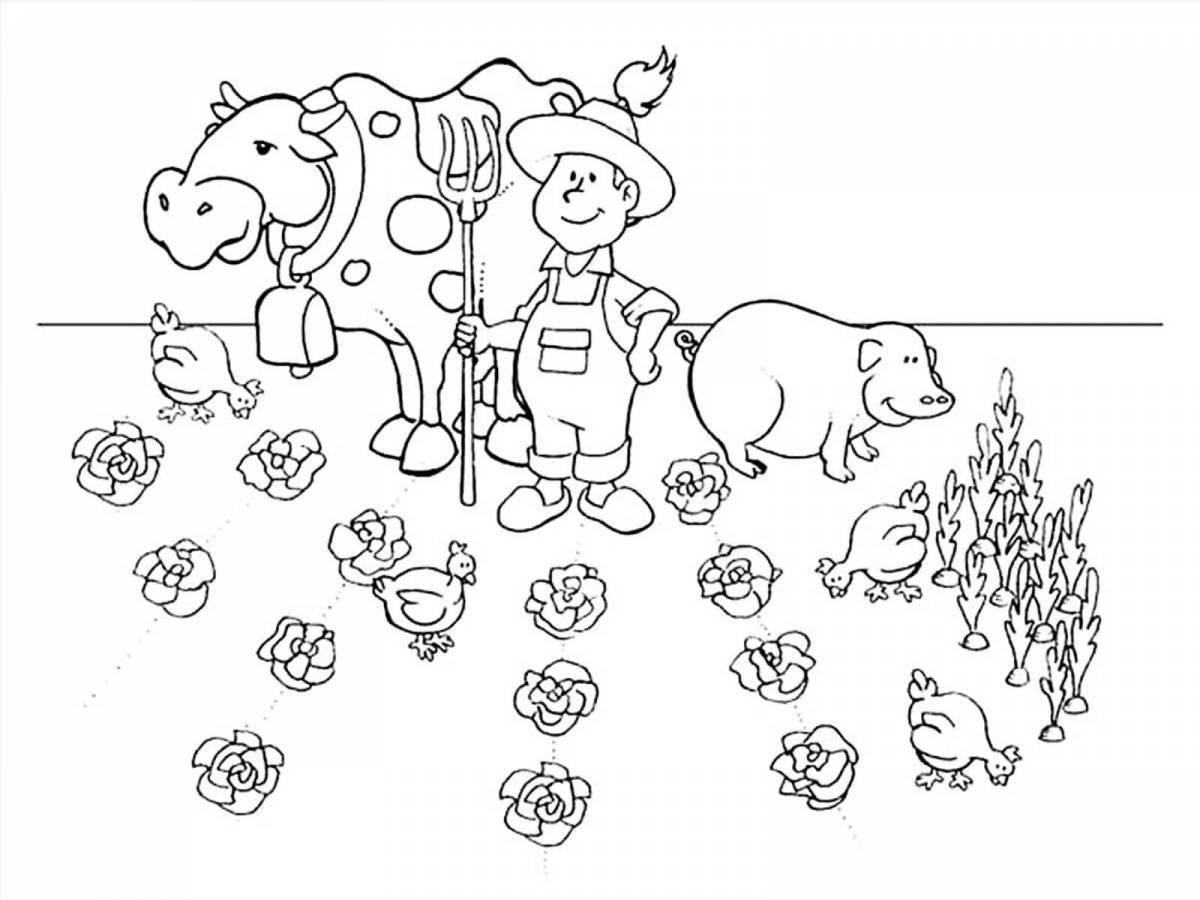 Funny livestock coloring book