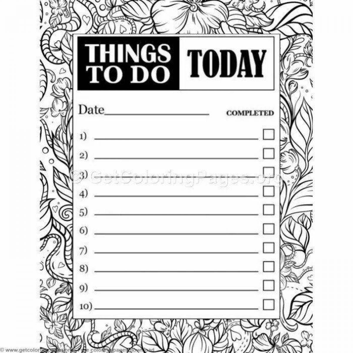 Красочный список раскрасок