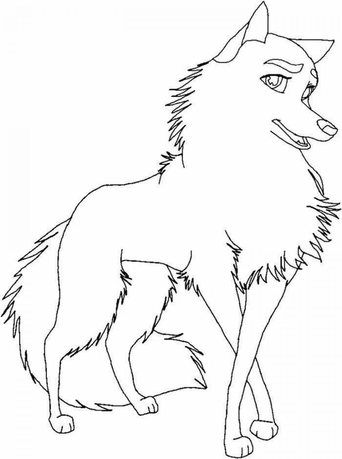 Coloring page powerful she-wolf