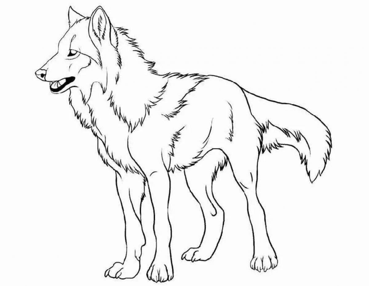 Dramatic she-wolf coloring page
