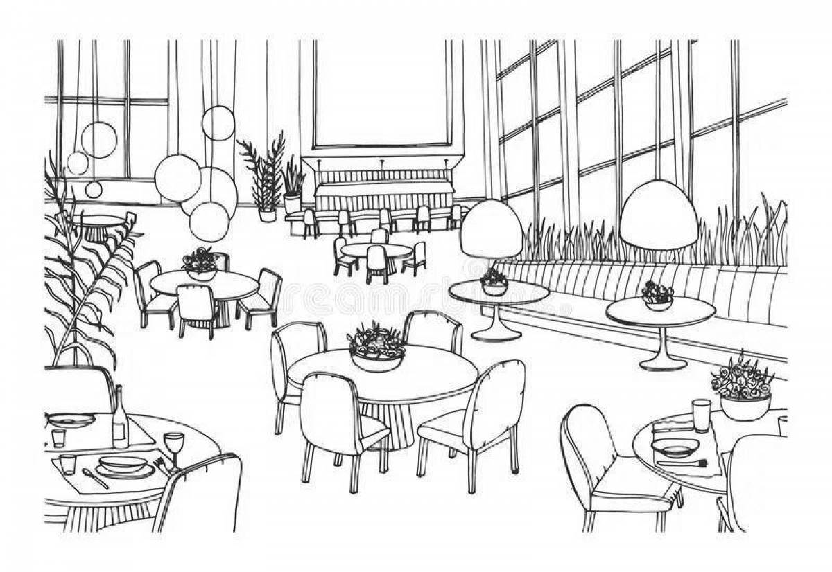 Coloring page festive restaurant