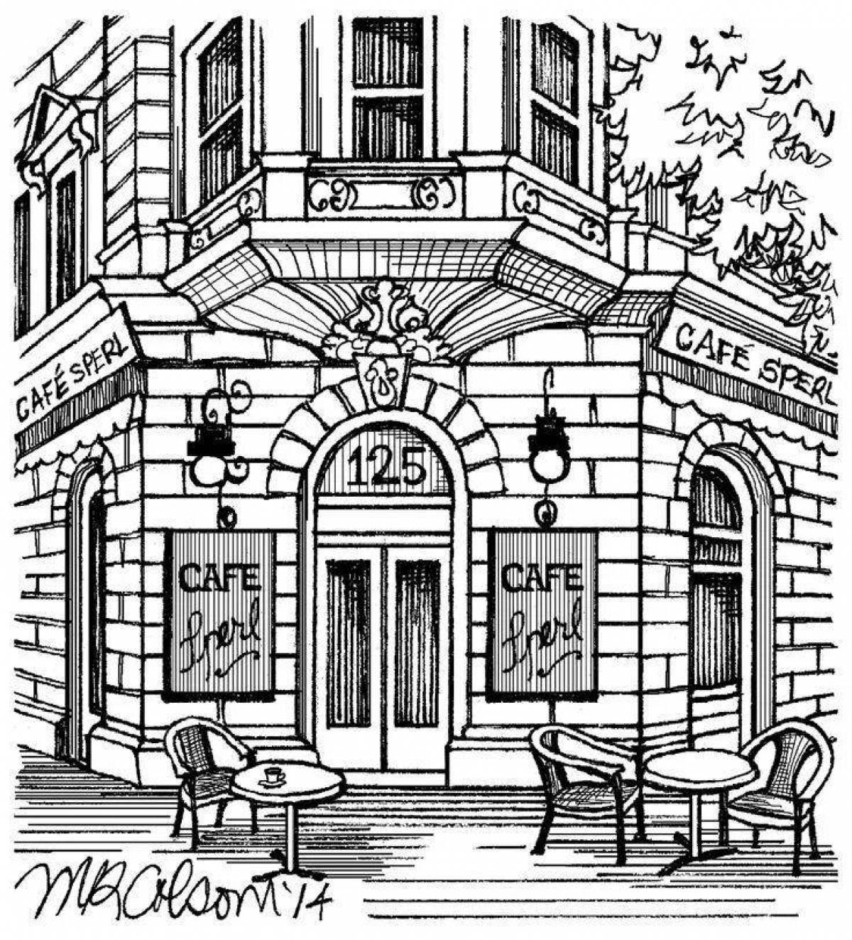 Coloring page charming restaurant