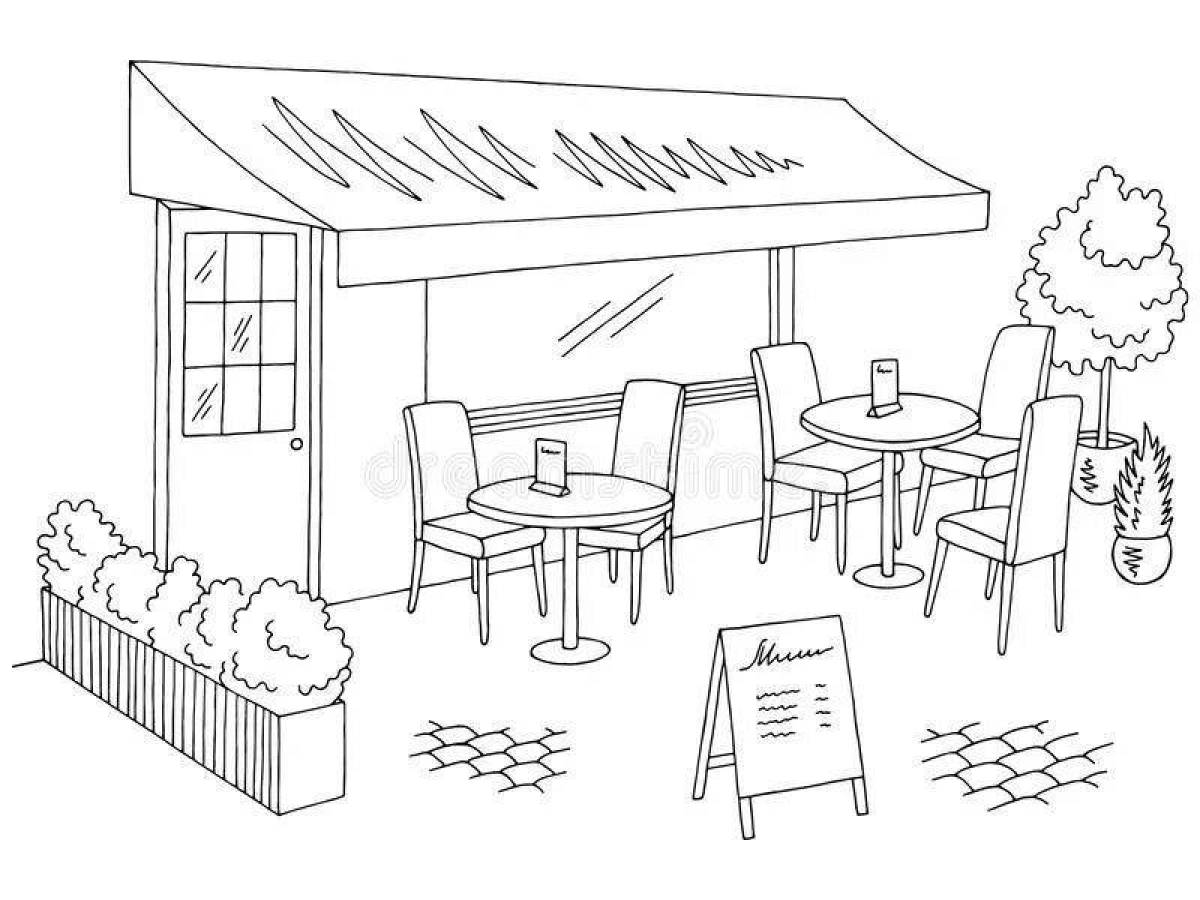 Coloring page magical restaurant