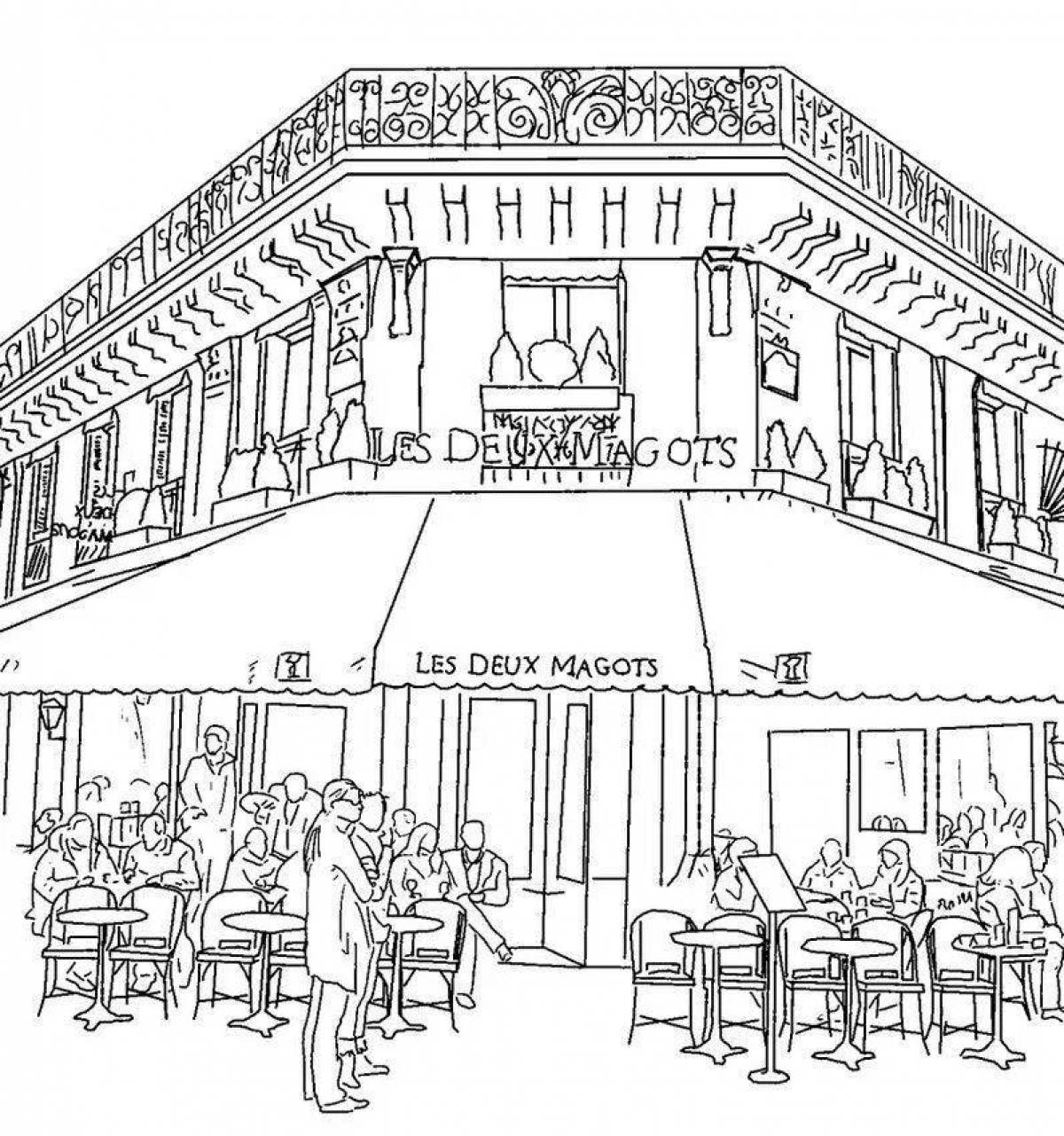 Coloring page attractive restaurant