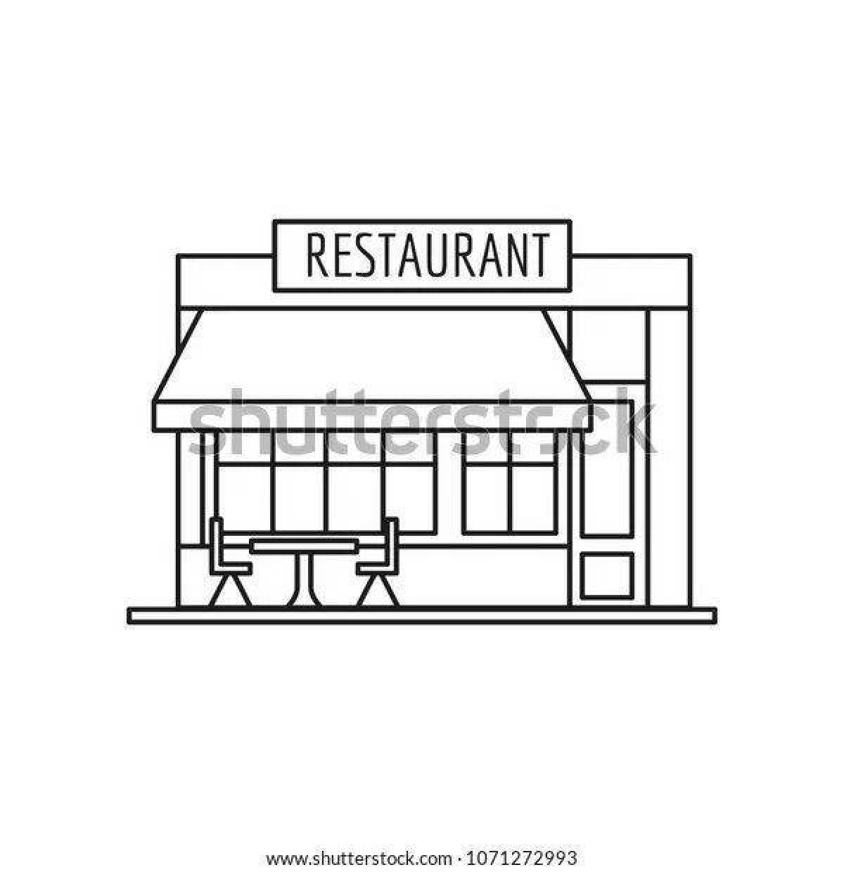 Coloring page stimulating restaurant