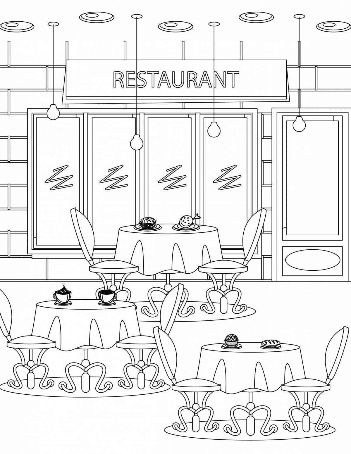 Uplifting restaurant coloring page
