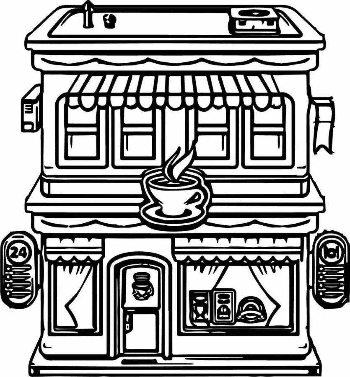 Coloring page relaxing restaurant
