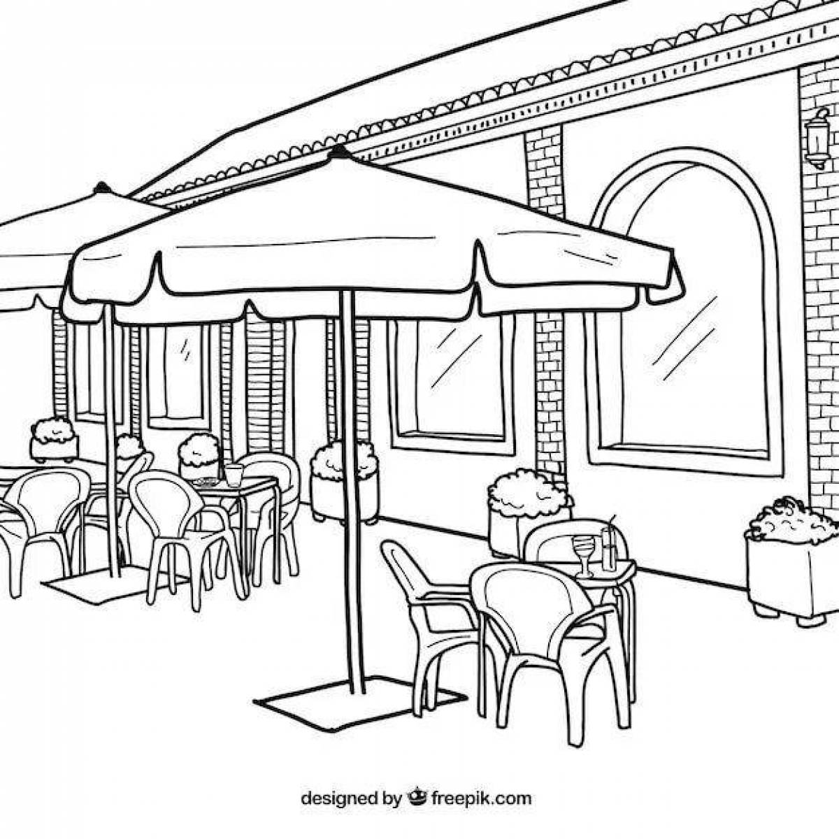 Calming restaurant coloring page