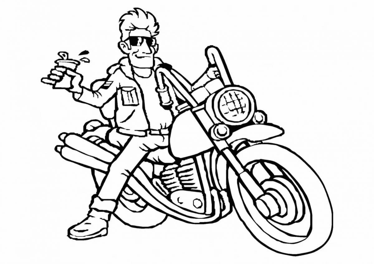 Incredible moped coloring page