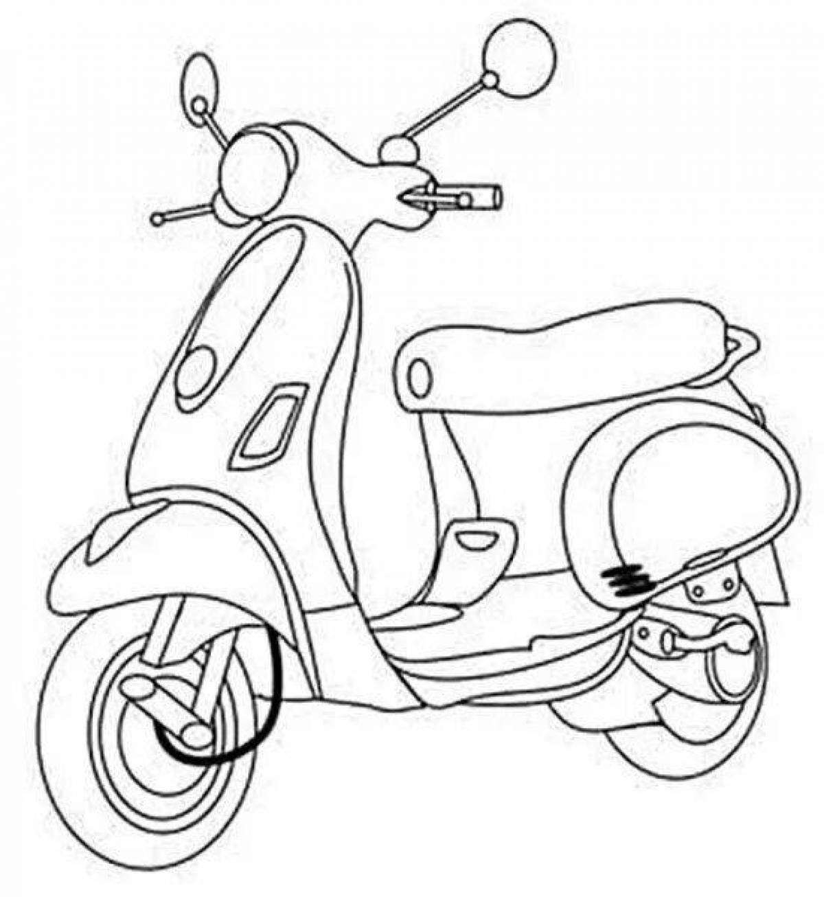 Adorable moped coloring page