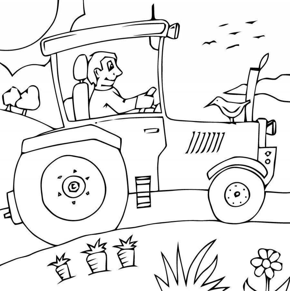 Coloring page cheerful tractor driver