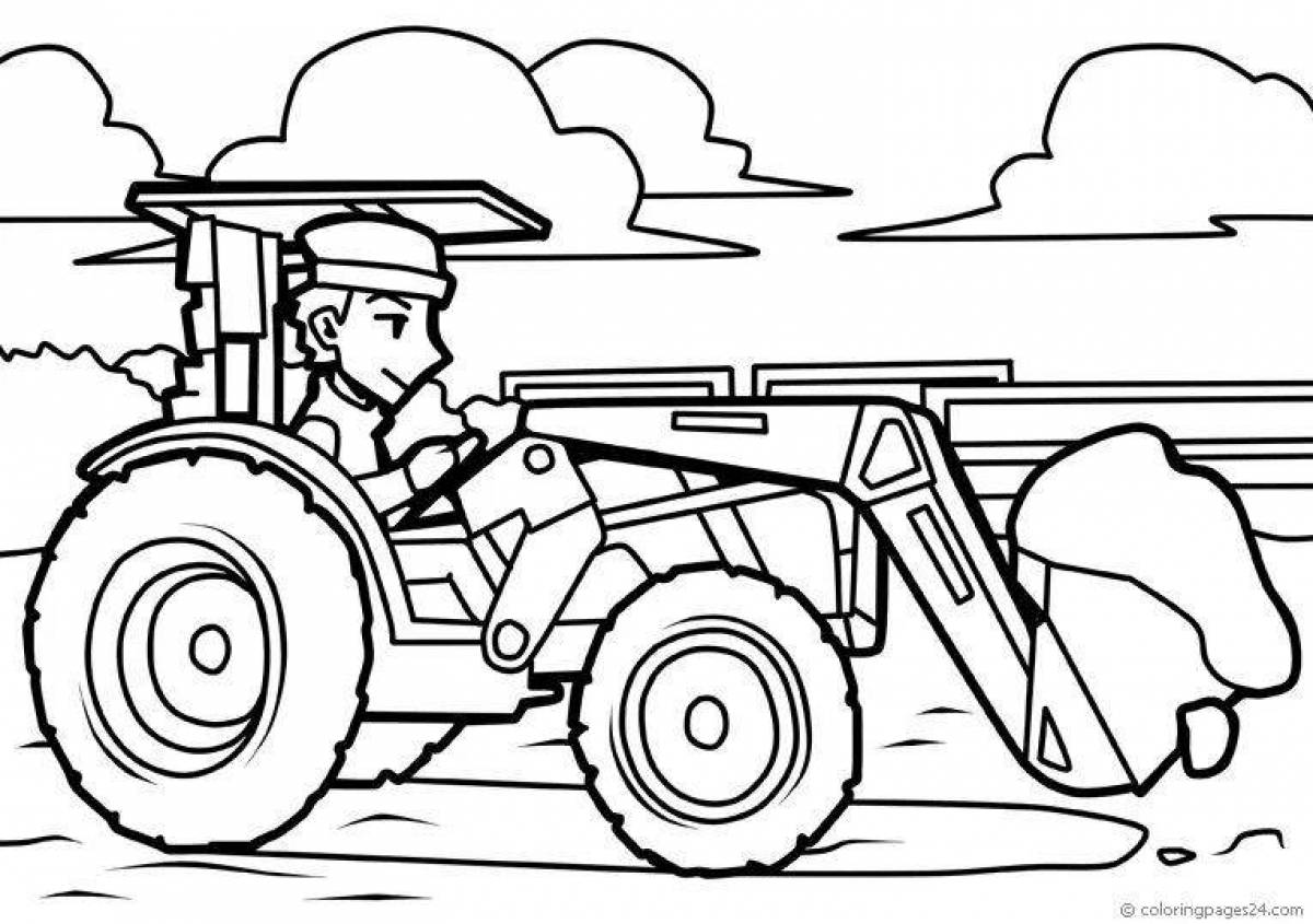 Tractor driver bright coloring page