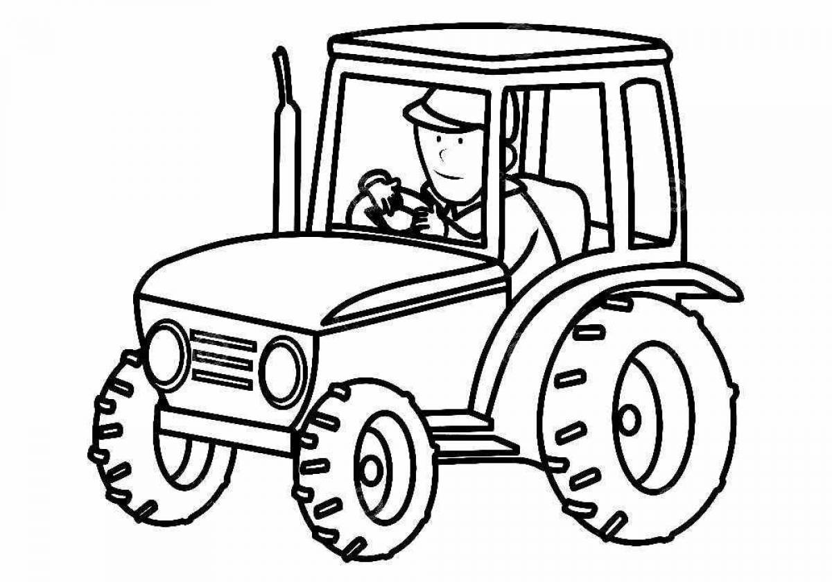 Animated tractor driver coloring page