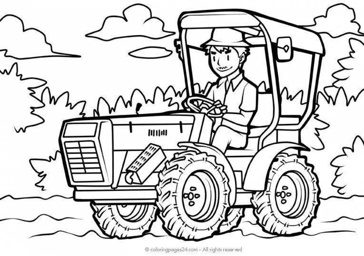 Coloring page energy tractor driver