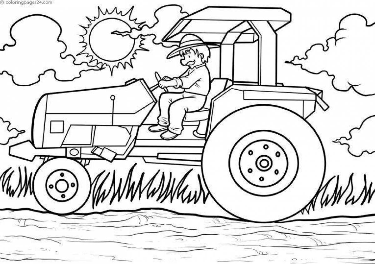 Coloring live tractor driver