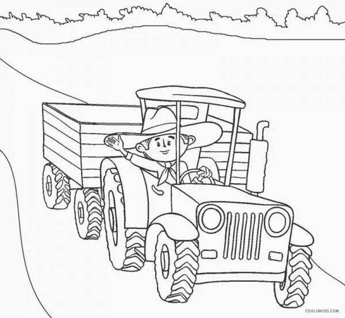 Coloring page charming tractor driver