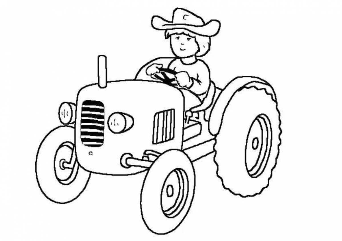 Coloring page cute tractor driver