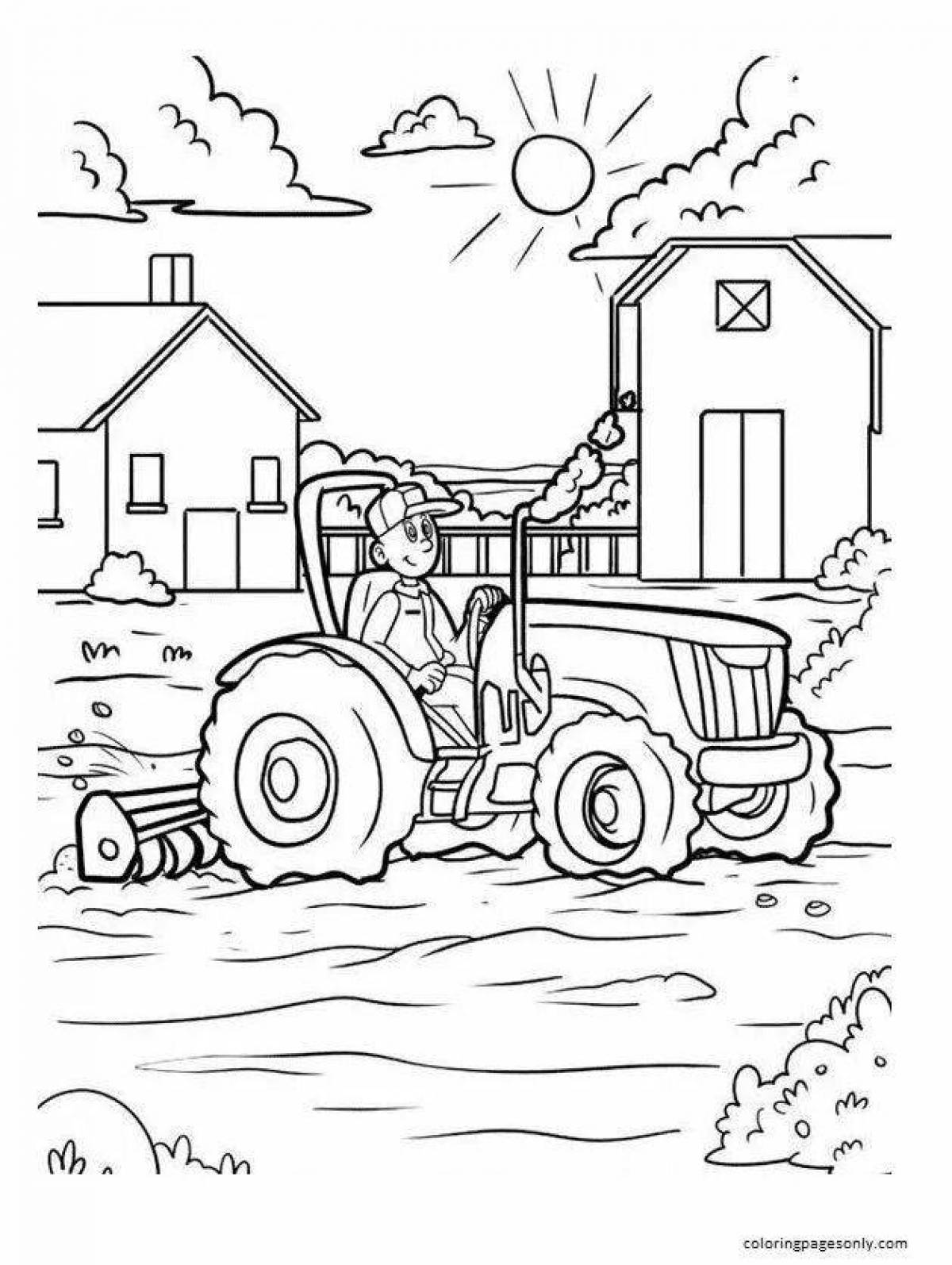 Coloring page cute tractor driver