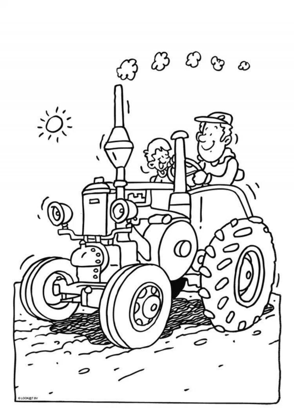 Coloring page magical tractor driver