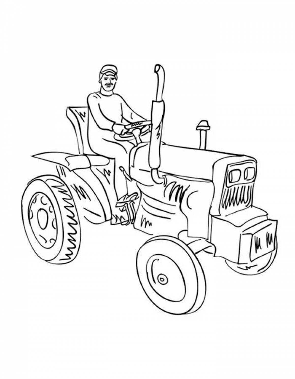 Fancy tractor driver coloring page