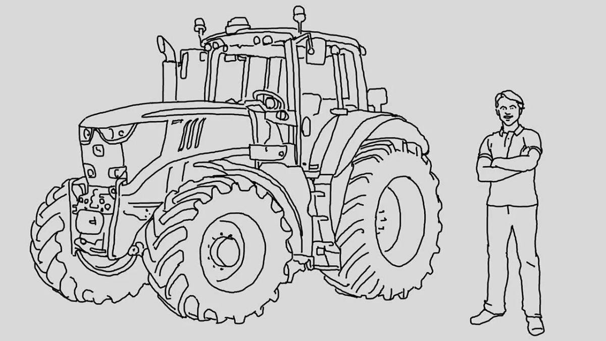 Coloring book humorous tractor driver