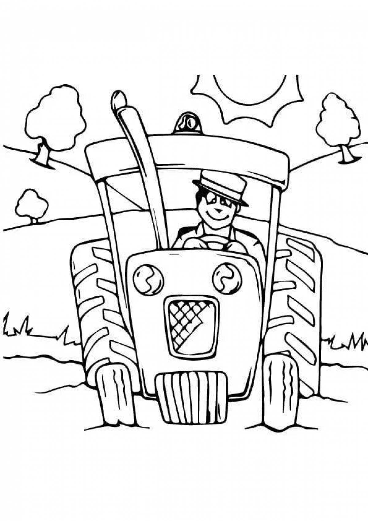 Coloring page funny tractor driver