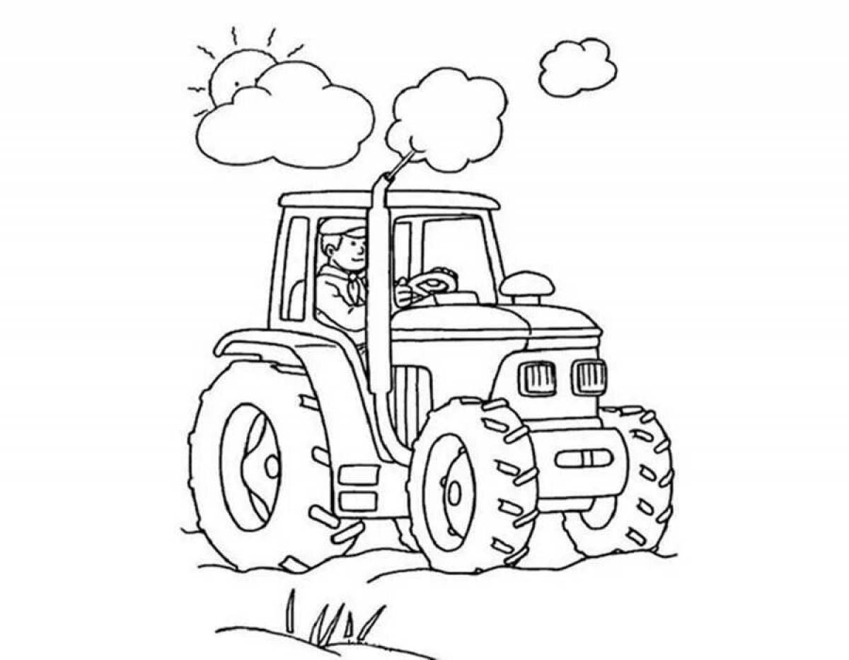 Coloring page witty tractor driver