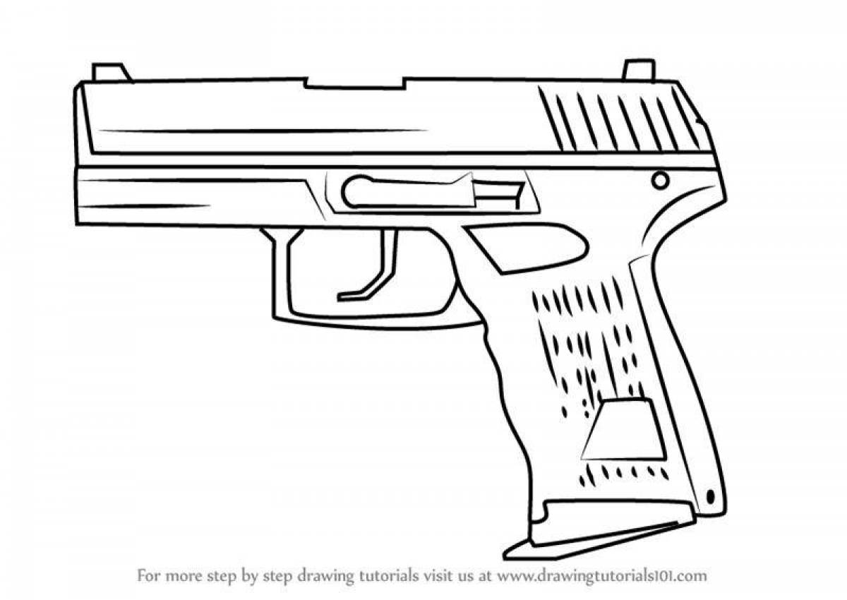 Glowing glock coloring page