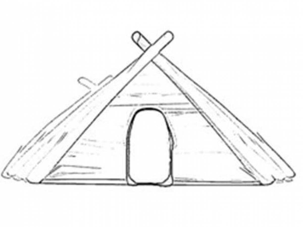 Coloring page funny hut