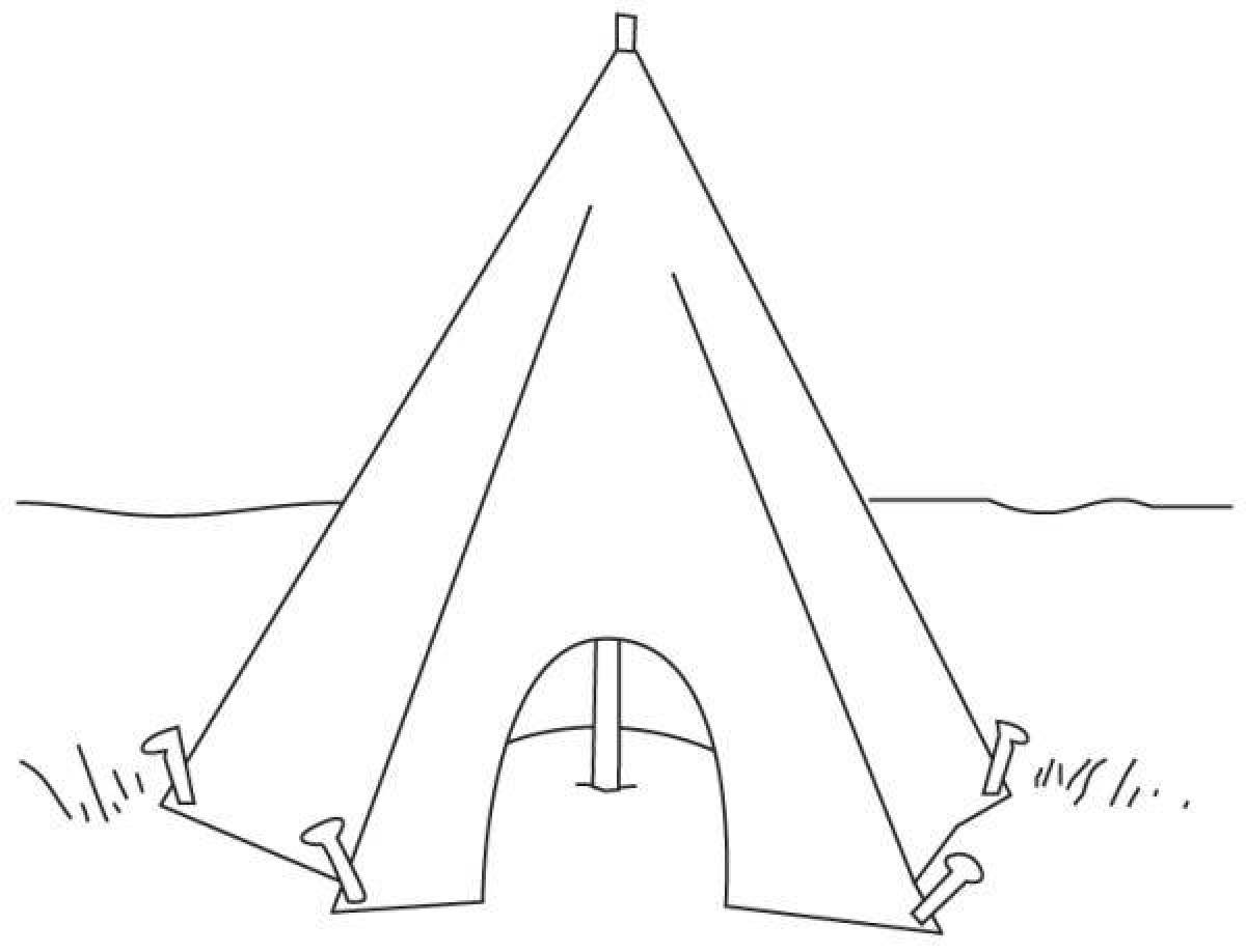 Coloring page serene hut