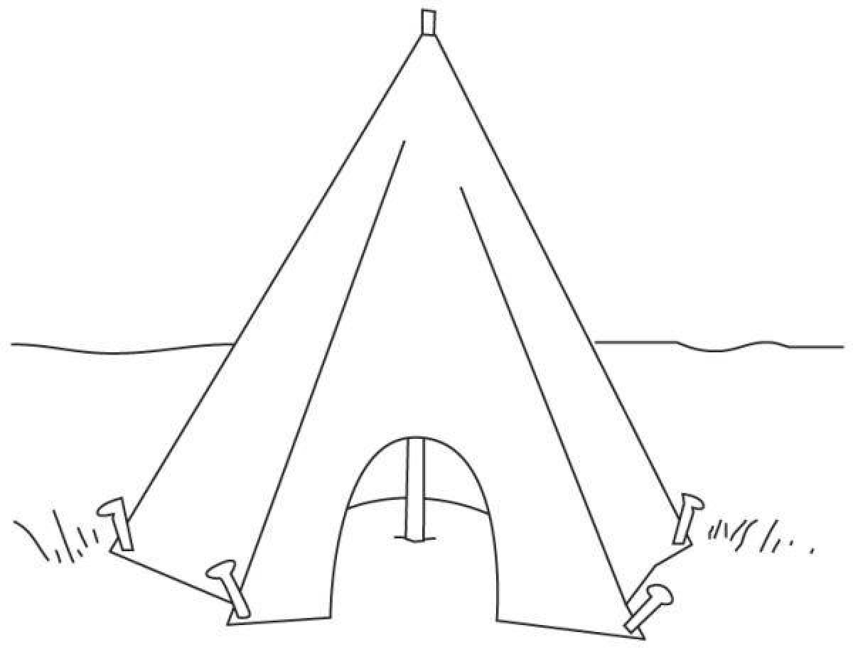 Coloring page serene hut
