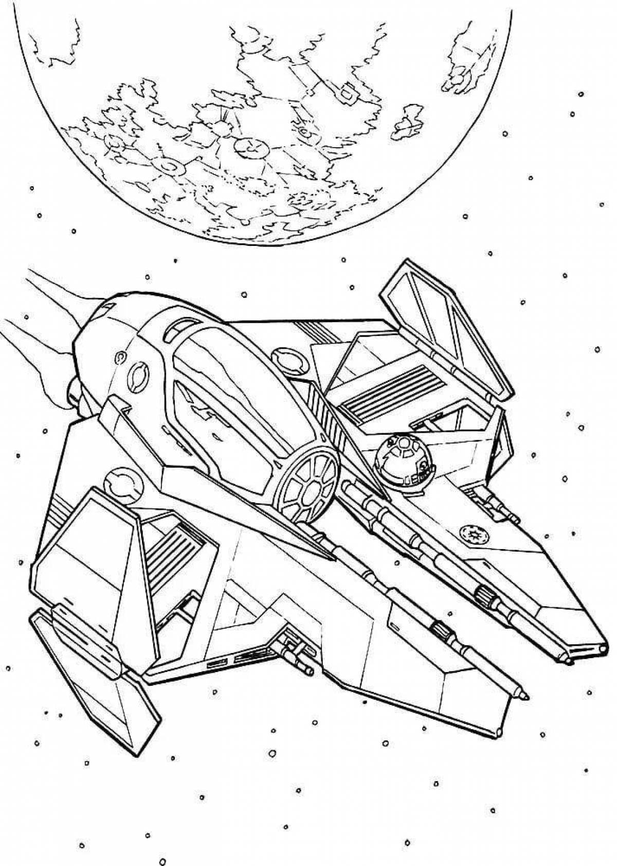 Colorful spaceship coloring page