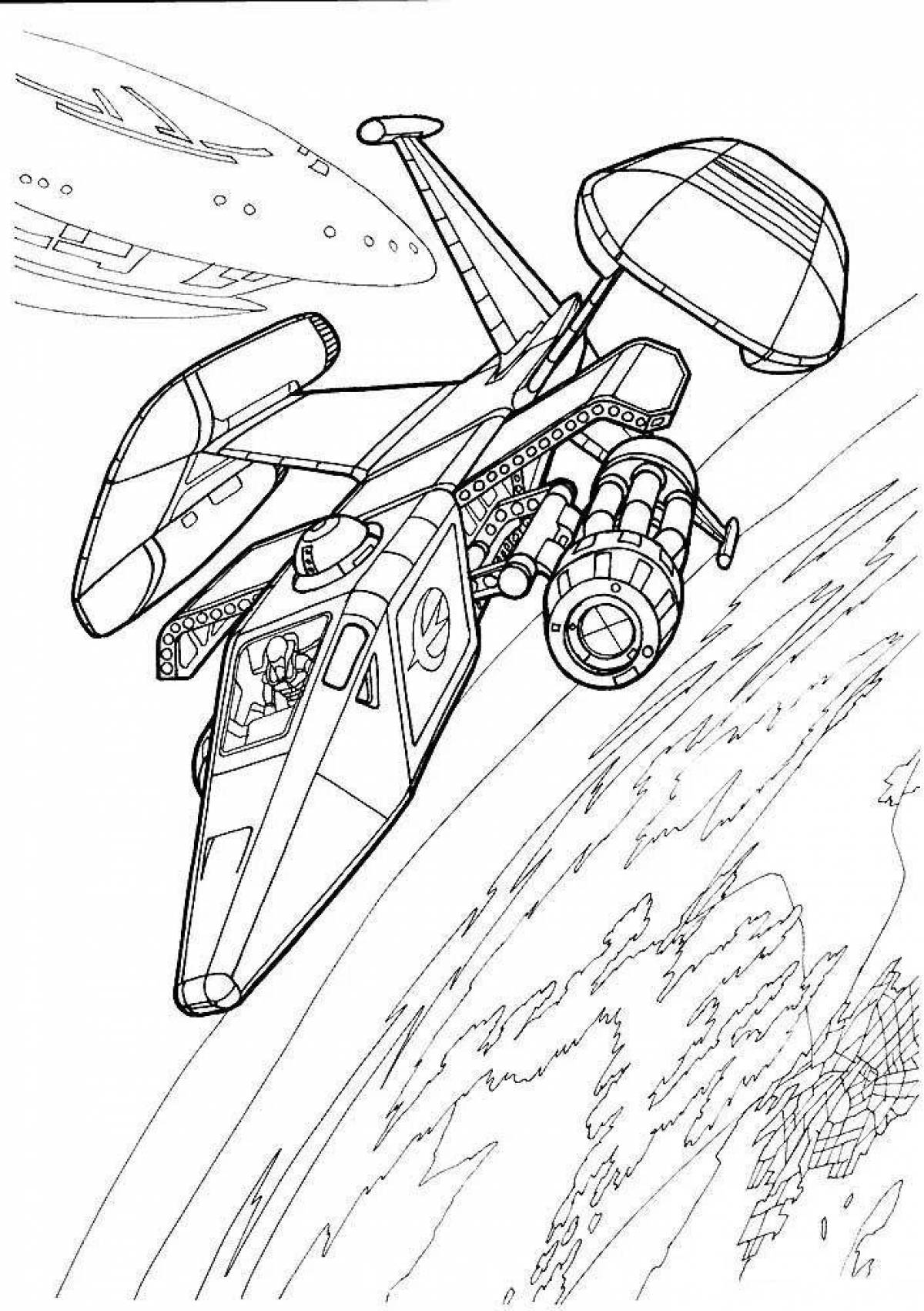 Coloring page gorgeous spaceship
