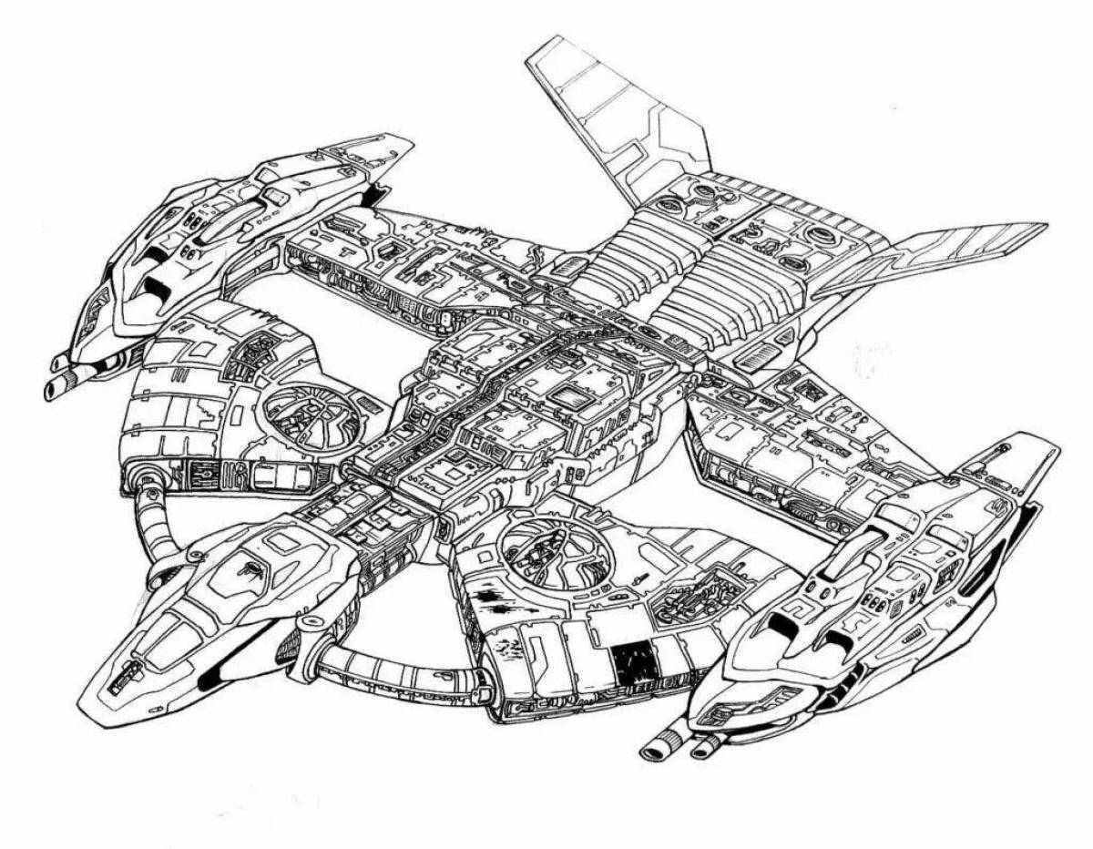 Large spaceship coloring page